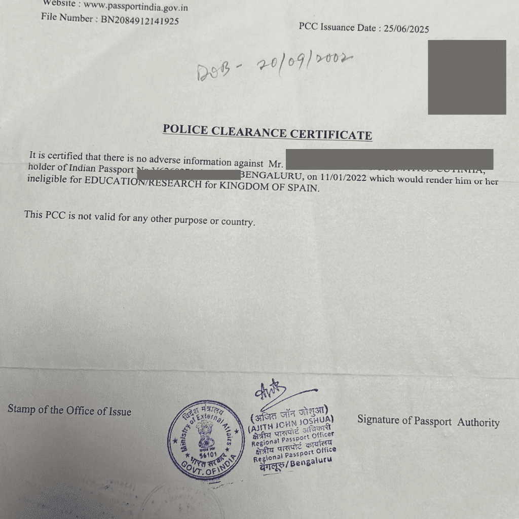 Police Clearance Certificate Apostille in India